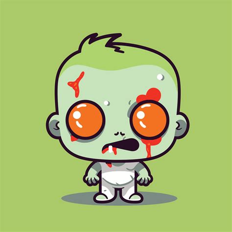 Cute kawaii zombie chibi mascot vector cartoon style 23170643 Vector ...