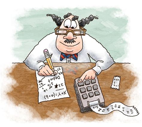 Accountant. Cartoon illustration on an accountant working at a desk ...