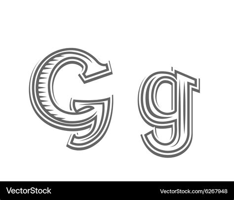 Font tattoo engraving letter g Royalty Free Vector Image