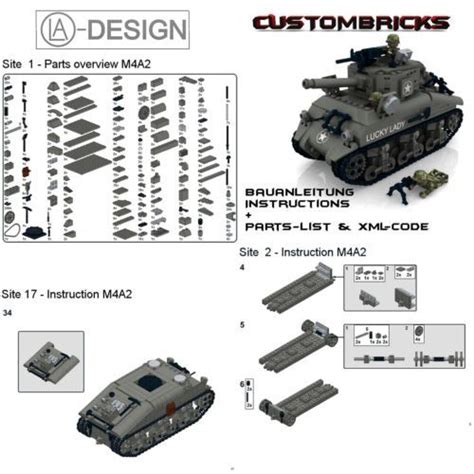 CUSTOM instruction Sherman M4A2 WWII WW2 Army Tank PDF made of LEGO ...