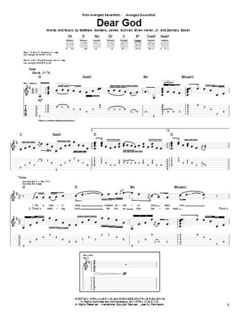 Dear God by Avenged Sevenfold - Guitar Tab - Guitar Instructor