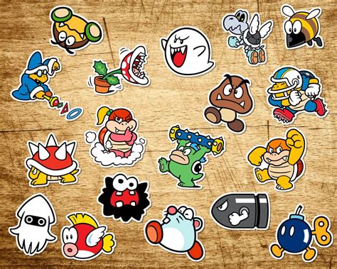 Set of 18 Super Mario Sticker Pack Enemies Enemy Vinyl Stickers - Etsy