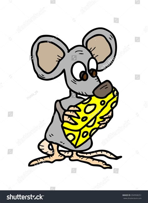 Cute Cartoon Rat Eating Cheese Stock Vector (Royalty Free) 350958251 ...