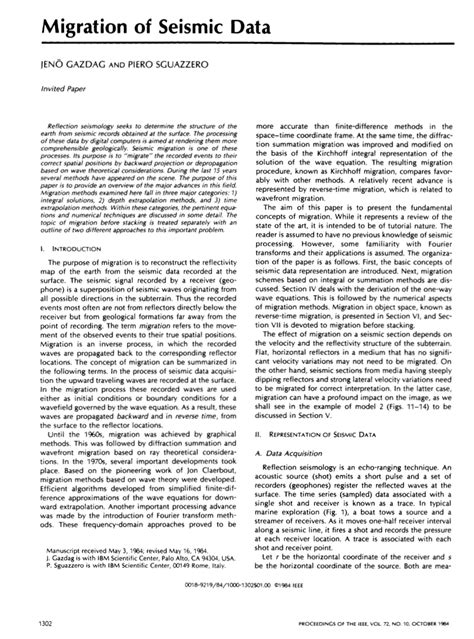 (PDF) Migration of Seismic Data