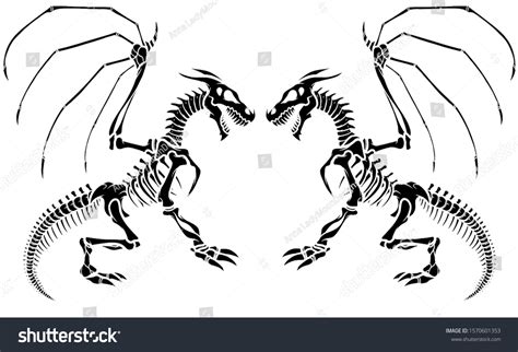 Xray Dragon Skeletons Black Stock Illustration 1570601353 | Shutterstock