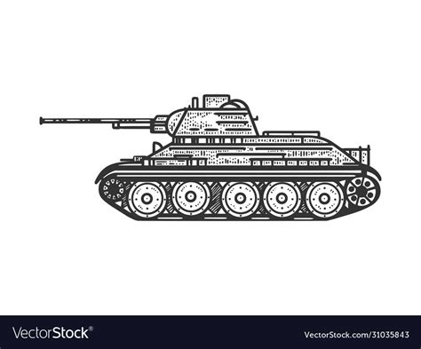 T-34 soviet medium tank sketch Royalty Free Vector Image