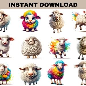 Funny Sheep Clipart I Funny Sheep Faces PNG I Farm Animal Clipart I ...