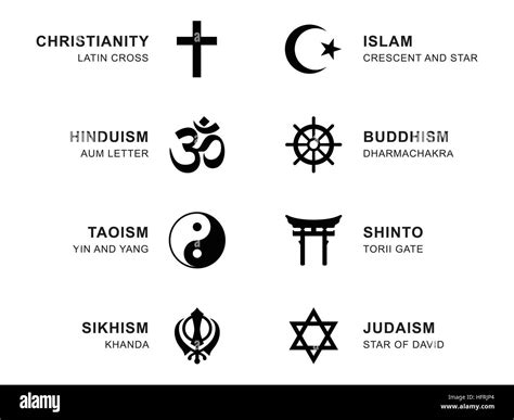 World religion symbols. Eight signs of major religious groups and ...