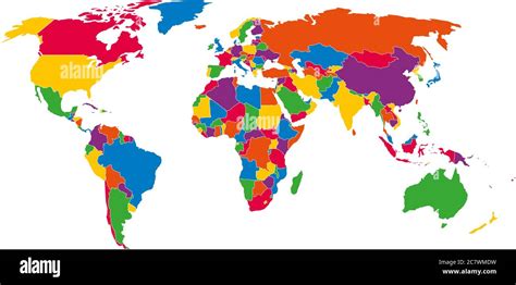 Multi-colored blank political vector map of World with national borders ...