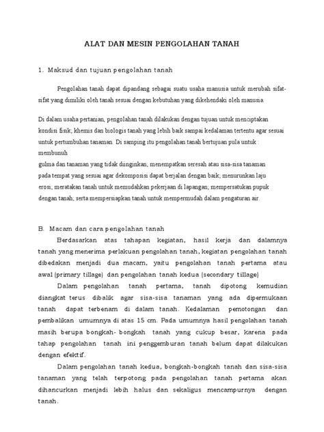 Alat Dan Mesin Pengolahan Tanah | PDF