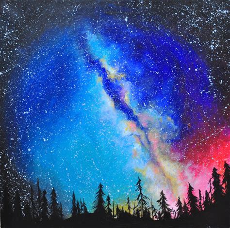 Colorful Galaxy Forest Painting Space Art Cosmic Art Galaxy | Etsy