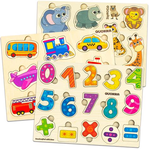 Quokka Wooden Puzzles for Toddlers 1 2 3 Year Olds, 3 Pack Puzzles ...