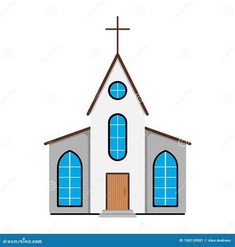 Church Icon. Easter Label on White Background. Cartoon Style Stock ...