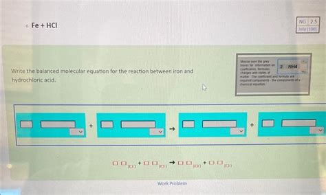 Solved - Fe+HCl Write the balanced molecular equation for | Chegg.com