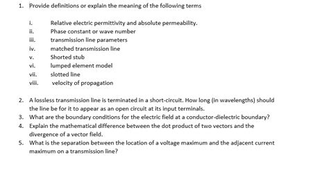 Solved Provide definitions or explain the meaning of the | Chegg.com