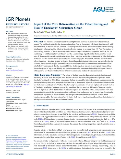 (PDF) Impact of the Core Deformation on the Tidal Heating and Flow in ...