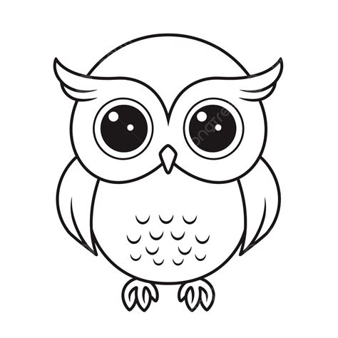 Black And White Coloring Of An Owl With Big Eyes Outline Sketch Drawing ...