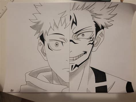 Yuji Itadori • Sukuna × Jujutsu Kaisen | Anime face drawing, Naruto ...