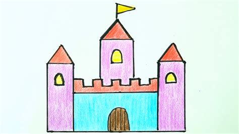 How To Draw Castle For Kids Castle Drawing Easy Drawings Castle ...