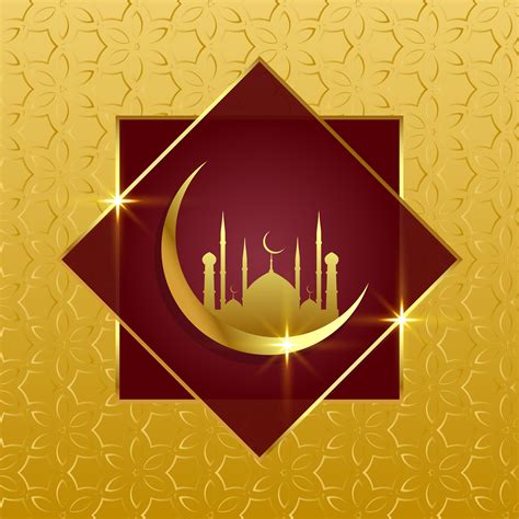 islamic background with golden moon and mosque - Download Free Vector ...