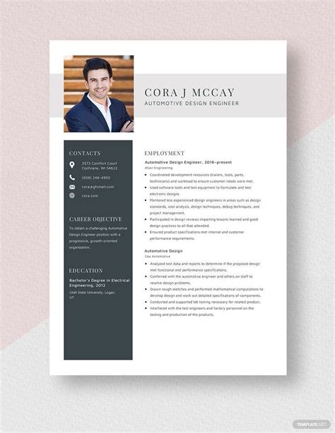 Automotive Design Engineer Resume in Pages, Word - Download | Template.net