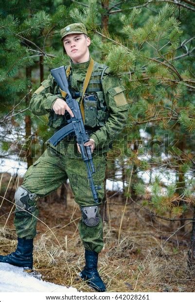 Portrait Russian Soldier Modern Military Uniforms Stock Photo 642028261 ...