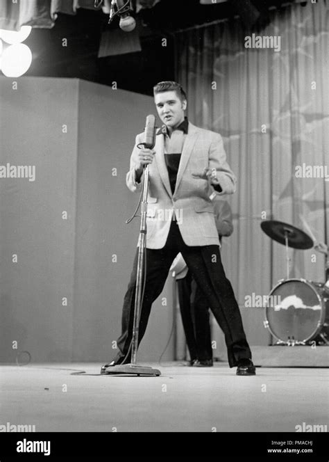 Elvis Presley during rehearsals for one of his early TV appearances on ...