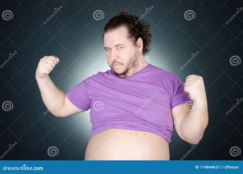 Funny Fat Guy with a Big Belly Stock Image - Image of fatty, dreams ...