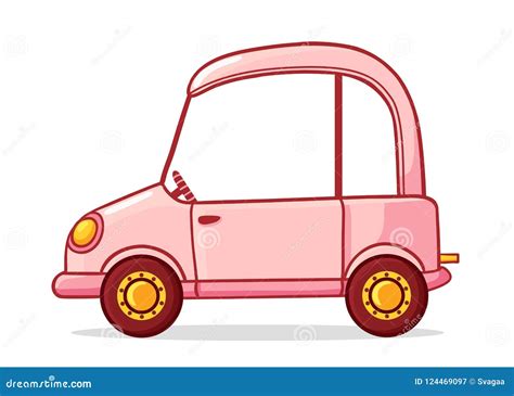 Pink Cartoon Car. Vector Illustration in Cartoon Style Stock ...