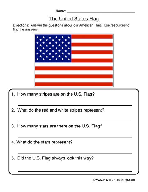 United States Flag Worksheet by Teach Simple