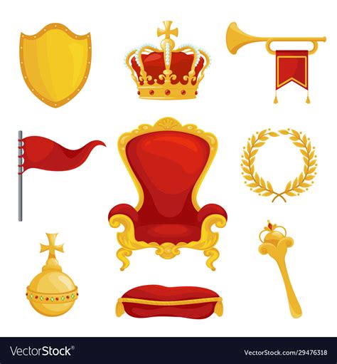 Monarchy symbol set royalty and authority wealth Vector Image