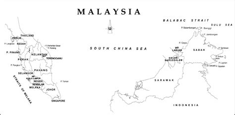 Outline map of malaysia with state boundaries - Map of outline map of ...