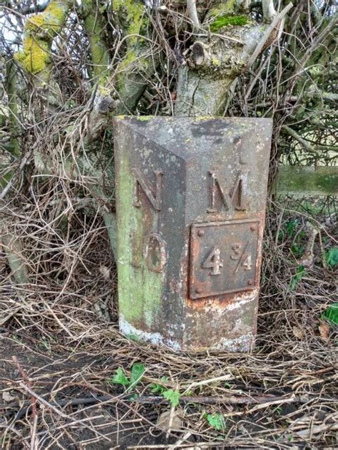 Old Milestone by road, 80m South of Swan... © Hilary Jones cc-by-sa/2.0 ...