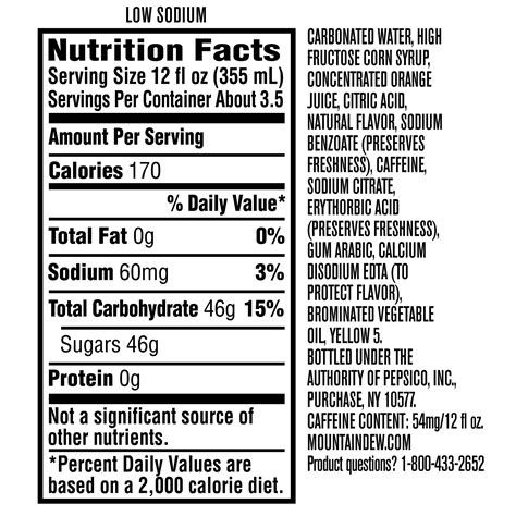 Mountain Dew Voltage Nutrition Facts – Besto Blog