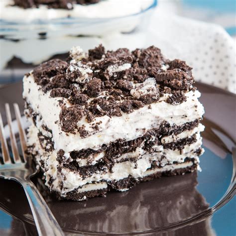 Easy No Bake Cookies and Cream Oreo Icebox Cake - The Busy Baker