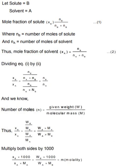 What is the relation between mole fraction and molality?