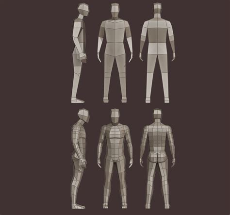 low poly human different mannequins free VR / AR / low-poly 3D model ...