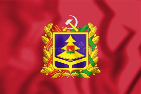 Flag of Bryansk Oblast Waving in the Wind. 3D Illustration Stock ...