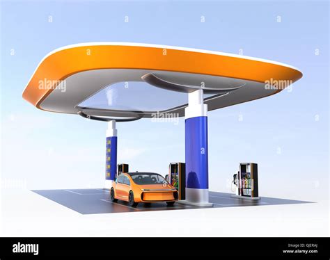 Contemporary EV charging station and gas station design for new energy ...