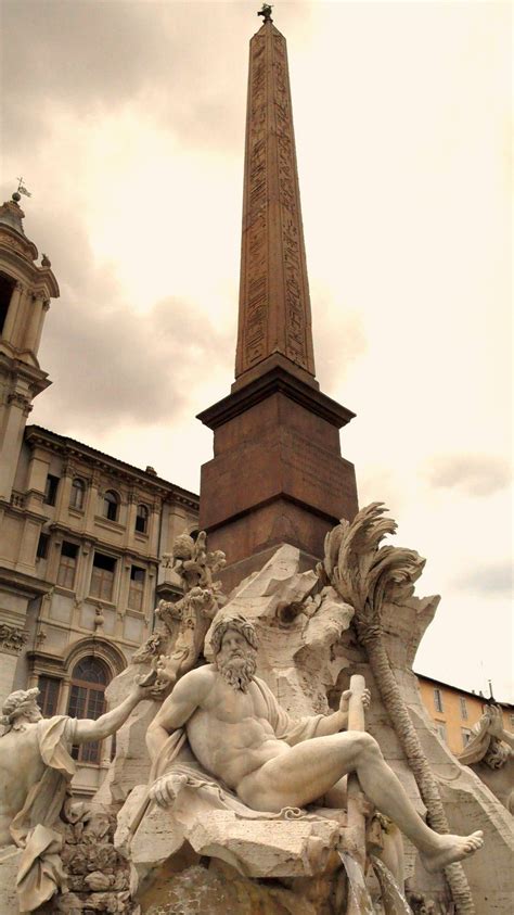 Bernini's Fountain of the Four Rivers. Rome, Italy. The fountain is in ...