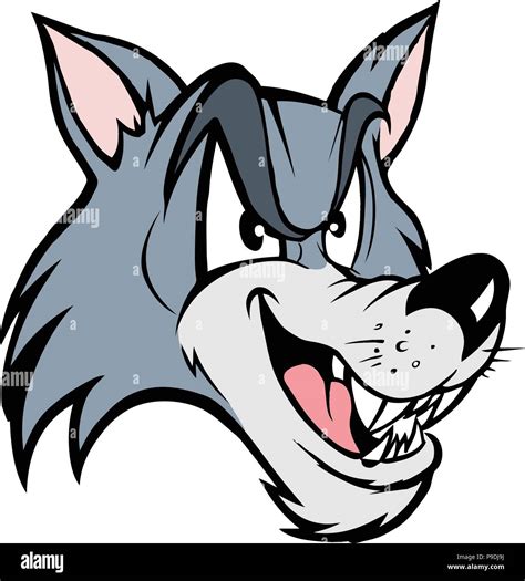 cartoon vector illustration of a wolf smiling Stock Vector Image & Art ...