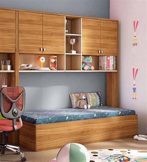 Buy Kosmo Oscar Single Bed with Wall Storage by Spacewood Online - Bed ...