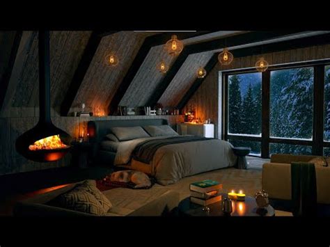 Cozy Winter Cabin with Relaxing Snowstorm, Blizzard and Heavy Wind ...