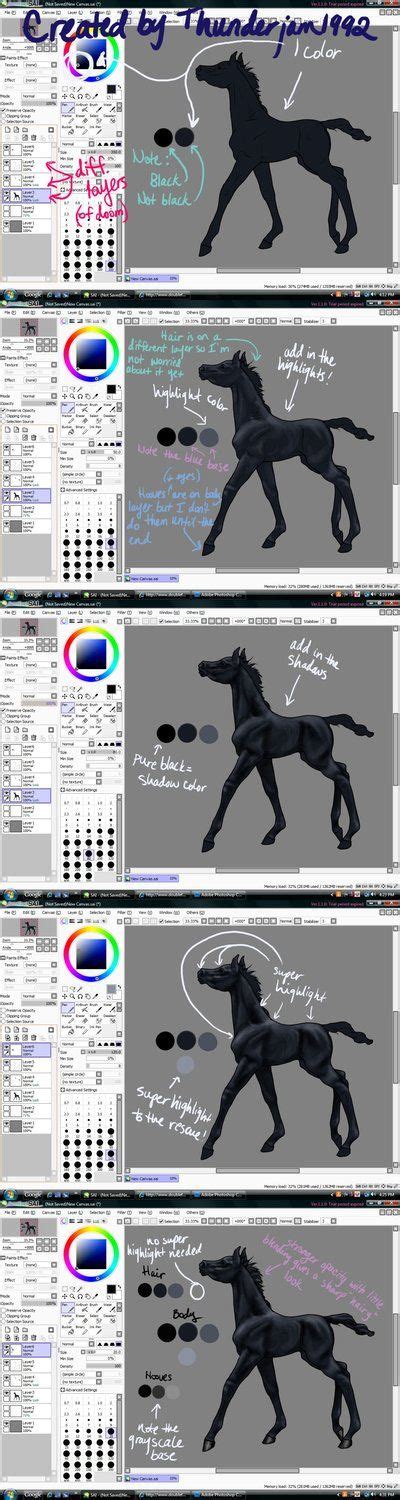 Black Horse Color Tutorial by thunderjam1992 | Horse art drawing, Horse ...