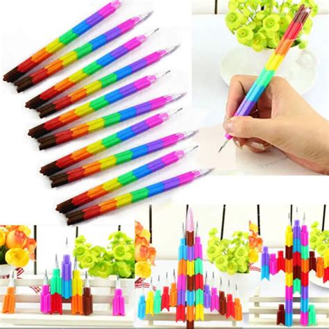 4Pcs/lot Stacker Swap Pencils Building Block Non Sharpening Pencil ...