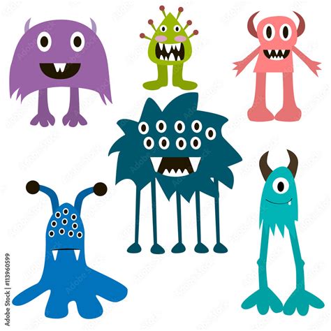 Cartoon monsters big set. Colorful toy monster, cute monster. Monster ...