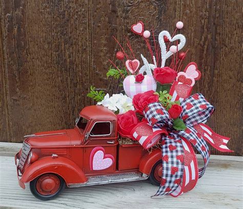 Red Truck Valentines Centerpiece Valentines Day Decor - Etsy ...