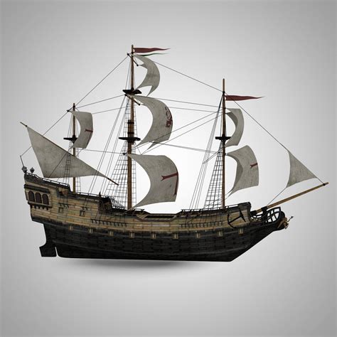 Galleon Sailing Pirate Ship Black Pearl 3D Model FBX C4D | CGTrader.com