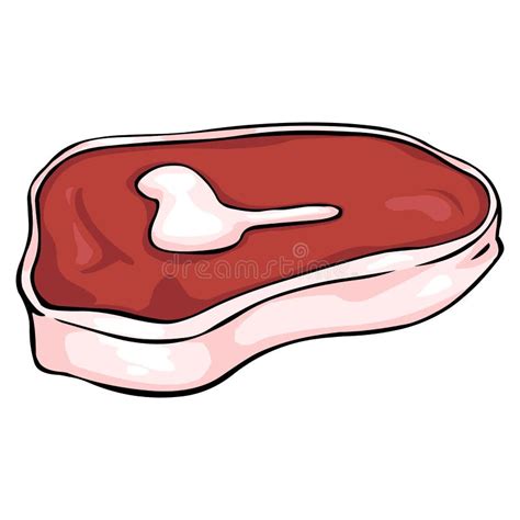 Vector Cartoon Illustration - Raw Piece of Meat Stock Vector ...