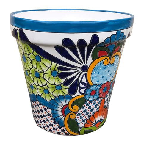 Hand Painted Ceramic Cone Flower Pot 35cm - Multi - Hadeda Tiles